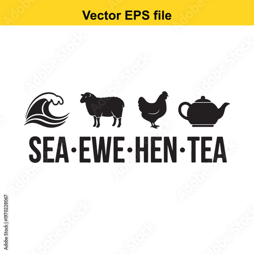 Sea ewe hen tea vector graphics