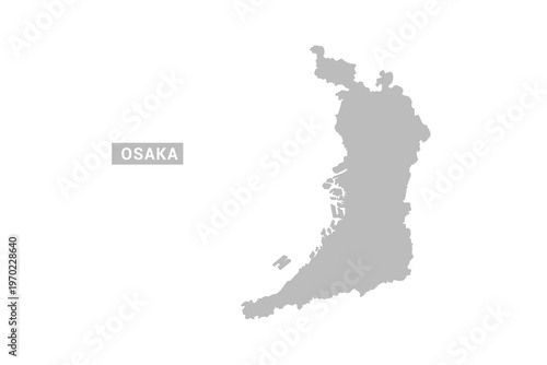 Osaka map - Minimal Flat Vector Illustration in Black and Gray, Isolated on White Background, Ideal for Infographics, Educational Use, Reports, and Presentations.