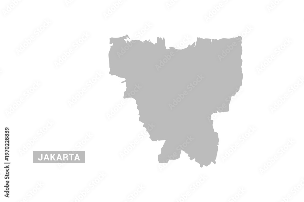 Fototapeta premium Jakarta map - Minimal Flat Vector Illustration in Black and Gray, Isolated on White Background, Ideal for Infographics, Educational Use, Reports, and Presentations.