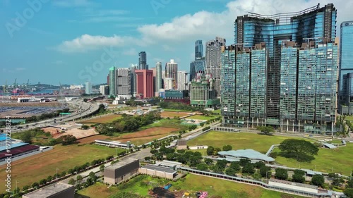 Singapore: Aerial view of famous island country and city-state - landscape panorama of Southeast Asia from above
