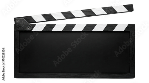 Foto Classic wooden movie clapperboard open on transparent background
