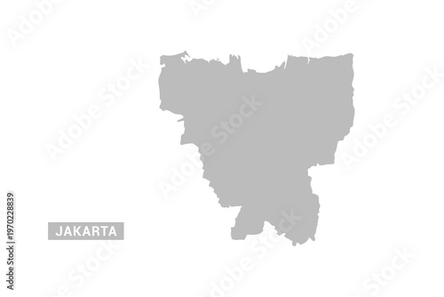 Jakarta map - Minimal Flat Vector Illustration in Black and Gray, Isolated on White Background, Ideal for Infographics, Educational Use, Reports, and Presentations.
