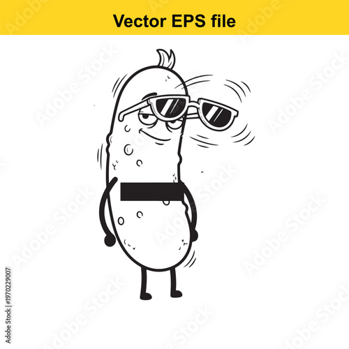 A cartoon pickle wearing sunglasses