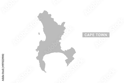 Cape Town map - Minimal Flat Vector Illustration in Black and Gray, Isolated on White Background, Ideal for Infographics, Educational Use, Reports, and Presentations.