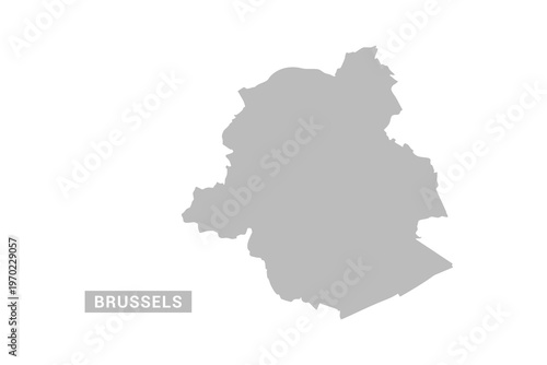 Fotografie Brussels map - Minimal Flat Vector Illustration in Black and Gray, Isolated on White Background, Ideal for Infographics, Educational Use, Reports, and Presentations
