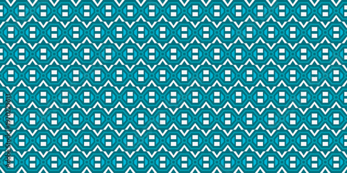 Geometric Flat Teal and White Repetitive Shape Decorative Pattern