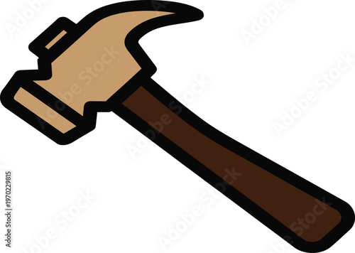 Cartoon illustration of a classic claw hammer tool