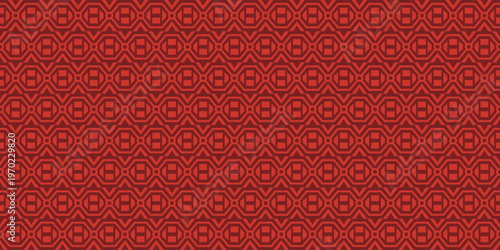 Monochromatic Geometric Abstract Seamless Red Tiled Decorative Pattern