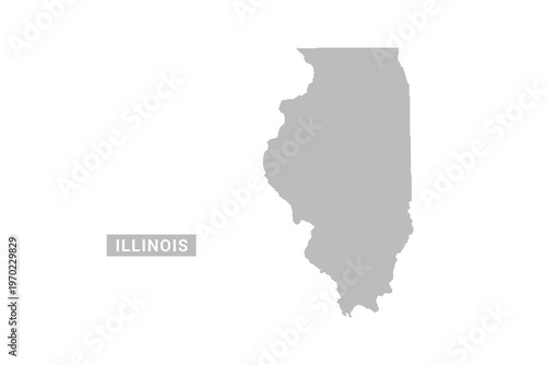 Illinois map - Minimal Flat Vector Illustration in Black and Gray, Isolated on White Background, Ideal for Infographics, Educational Use, Reports, and Presentations.