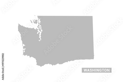 Washington map - Minimal Flat Vector Illustration in Black and Gray, Isolated on White Background, Ideal for Infographics, Educational Use, Reports, and Presentations.