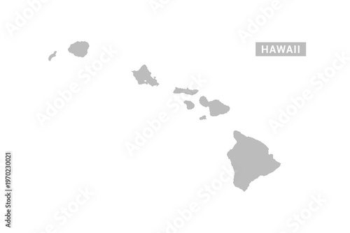 Hawaii map - Minimal Flat Vector Illustration in Black and Gray, Isolated on White Background, Ideal for Infographics, Educational Use, Reports, and Presentations.