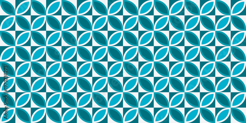 Modern Geometric Petal Flower Shape Seamless Pattern with Retro Style