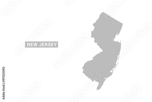 New Jersey map - Minimal Flat Vector Illustration in Black and Gray, Isolated on White Background, Ideal for Infographics, Educational Use, Reports, and Presentations.