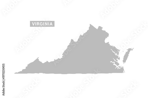 Virginia map - Minimal Flat Vector Illustration in Black and Gray, Isolated on White Background, Ideal for Infographics, Educational Use, Reports, and Presentations.