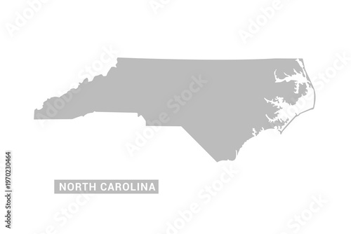 North Carolina map - Minimal Flat Vector Illustration in Black and Gray, Isolated on White Background, Ideal for Infographics, Educational Use, Reports, and Presentations.