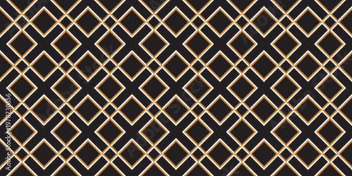 Geometric Line Diamond Shape Seamless Pattern On The Black Background