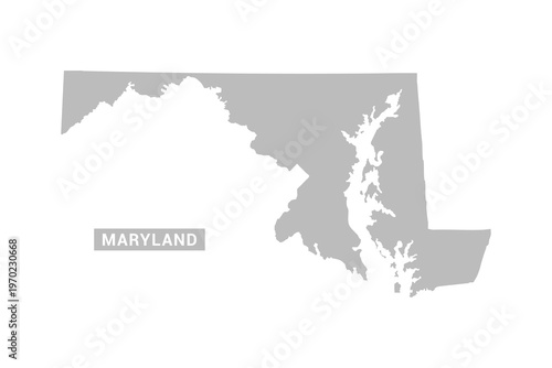 Maryland map - Minimal Flat Vector Illustration in Black and Gray, Isolated on White Background, Ideal for Infographics, Educational Use, Reports, and Presentations.