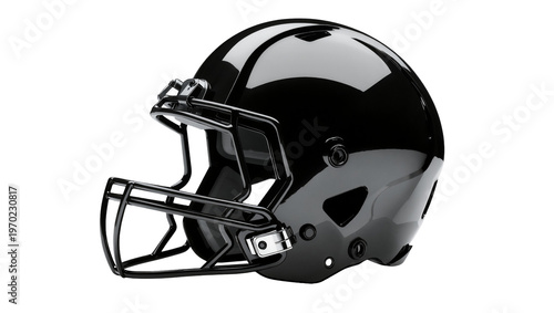 Bild auf Leinwand Isolated glossy black American football helmet on a clean backdrop for sports de