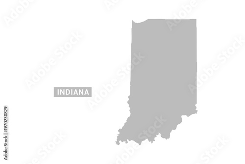 Indiana map - Minimal Flat Vector Illustration in Black and Gray, Isolated on White Background, Ideal for Infographics, Educational Use, Reports, and Presentations.