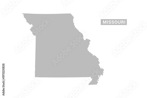 Missouri map - Minimal Flat Vector Illustration in Black and Gray, Isolated on White Background, Ideal for Infographics, Educational Use, Reports, and Presentations.