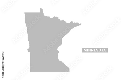Minnesota map - Minimal Flat Vector Illustration in Black and Gray, Isolated on White Background, Ideal for Infographics, Educational Use, Reports, and Presentations.