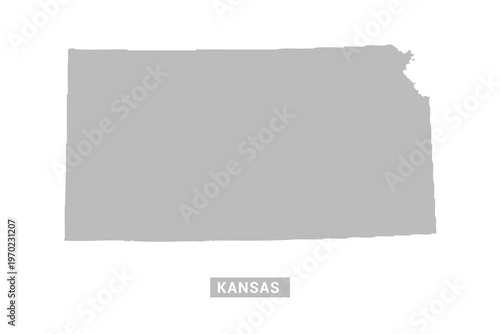 Kansas map - Minimal Flat Vector Illustration in Black and Gray, Isolated on White Background, Ideal for Infographics, Educational Use, Reports, and Presentations.