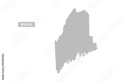 Maine map - Minimal Flat Vector Illustration in Black and Gray, Isolated on White Background, Ideal for Infographics, Educational Use, Reports, and Presentations.