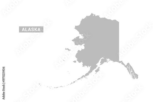 Alaska map - Minimal Flat Vector Illustration in Black and Gray, Isolated on White Background, Ideal for Infographics, Educational Use, Reports, and Presentations.