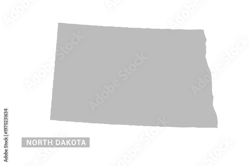 North Dakota map - Minimal Flat Vector Illustration in Black and Gray, Isolated on White Background, Ideal for Infographics, Educational Use, Reports, and Presentations.
