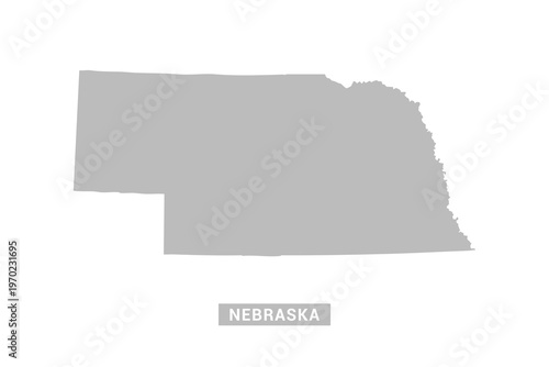 Nebraska map - Minimal Flat Vector Illustration in Black and Gray, Isolated on White Background, Ideal for Infographics, Educational Use, Reports, and Presentations.