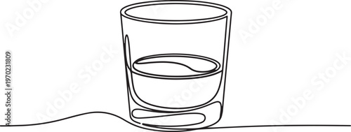 Continuous one line drawing of Whiskey in glass vector illustration. one line Icon drawing