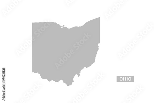 Ohio map - Minimal Flat Vector Illustration in Black and Gray, Isolated on White Background, Ideal for Infographics, Educational Use, Reports, and Presentations.