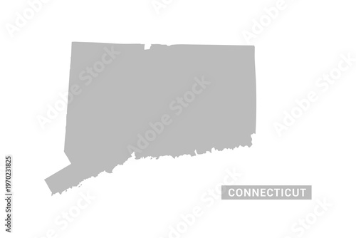 Connecticut map - Minimal Flat Vector Illustration in Black and Gray, Isolated on White Background, Ideal for Infographics, Educational Use, Reports, and Presentations.