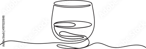 Continuous one line drawing of Whiskey in glass vector illustration. one line Icon drawing