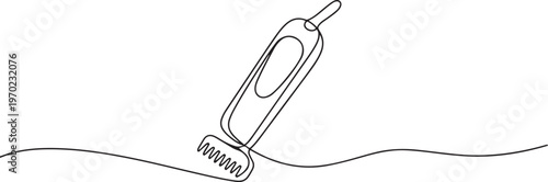Electric hair clipper one line continuous drawing. Barber shop and hairdresser tools, Continuous one line hair clipper. one line Icon drawing