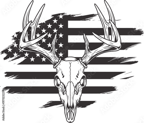 Patriotic whitetail deer skull an american symbolism fusion of wildlife and national pride representing freedom and wilderness