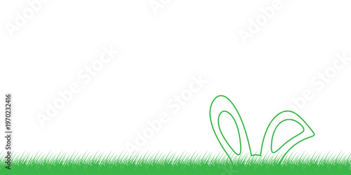 rabbit, bunny ears and grass on a transparent background