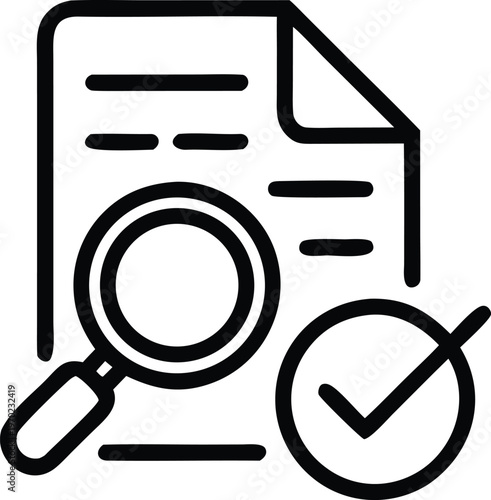 Document with magnifying glass and checkmark, representing thorough review and approval process