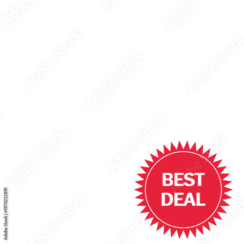Best Deal Starburst Badge Vector – Red Promotional Seal for Discount, Sale and Marketing Design Isolated on Transparent Background