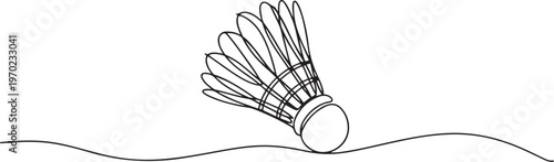 One continuous line illustration of a badminton shuttlecock, Badminton ball one line drawing. one line Icon drawing