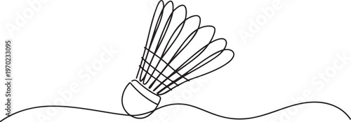 One continuous line illustration of a badminton shuttlecock, Badminton ball one line drawing. one line Icon drawing
