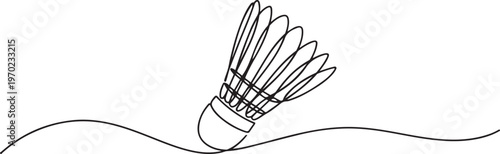 One continuous line illustration of a badminton shuttlecock, Badminton ball one line drawing. one line Icon drawing
