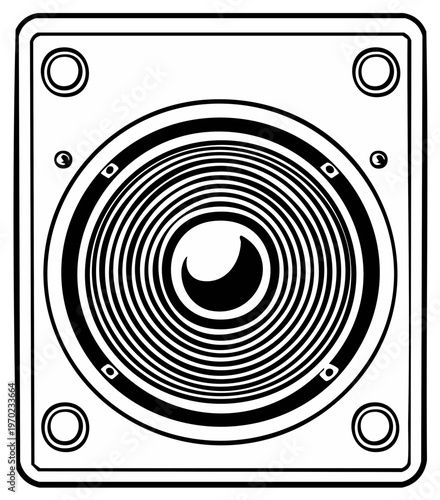 Black and white speaker graphic illustration, audio equipment