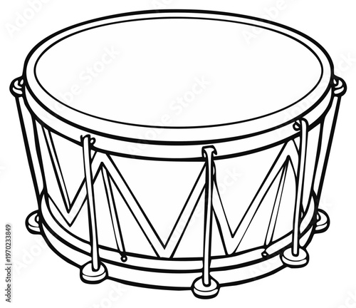 Monochrome Illustration of a Drum for Coloring Pages, Kids' Activity Books, and Musical Education Materials