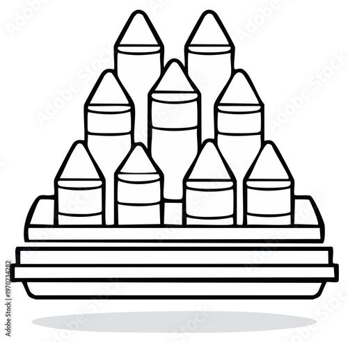 Collection of Hand Drawn Art Crayons Lined Up in a Tray for Drawing