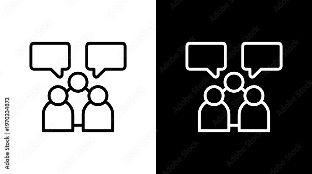 Fototapeta premium Team Communication White Icon Set Design