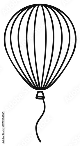 Outline of a Classic Hot Air Balloon with a Flowing String