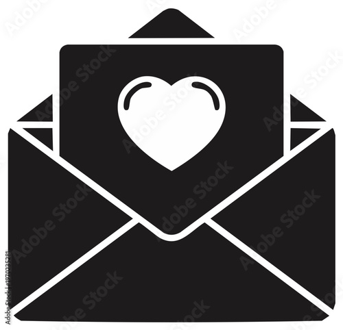 Heart shape on greeting card in a love letter envelope