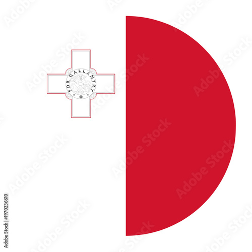 Malta Flag in Circle Shape