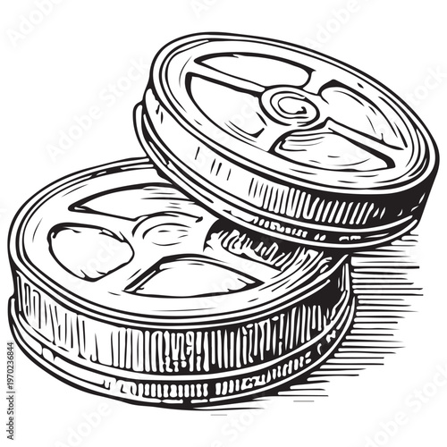 Film Reel Canisters for Movie Storage, Cinema Production and Media Archiving System